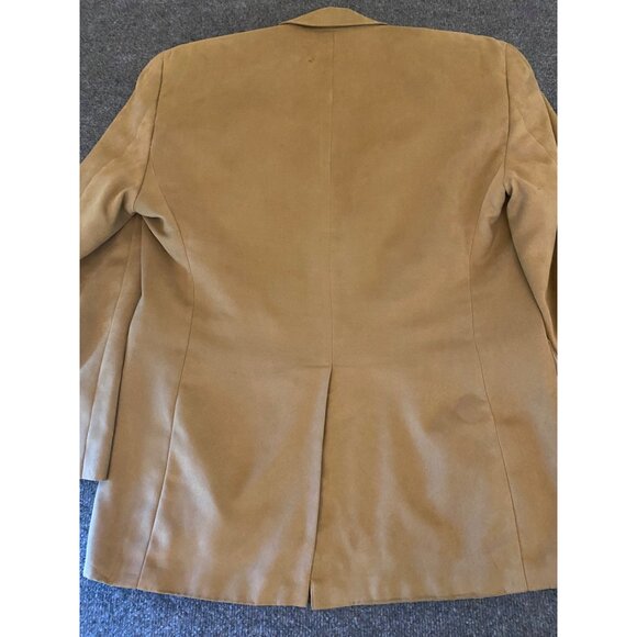 Chaps Mens 44L Tan Vegan Suede Blazer Two-Button Sport Coat Fall Academia Jacket - Picture 14 of 16